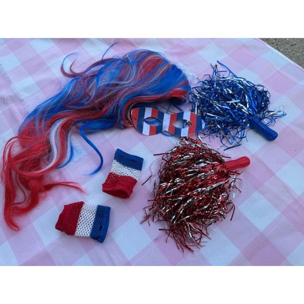 USA America costume wig and accessories lot